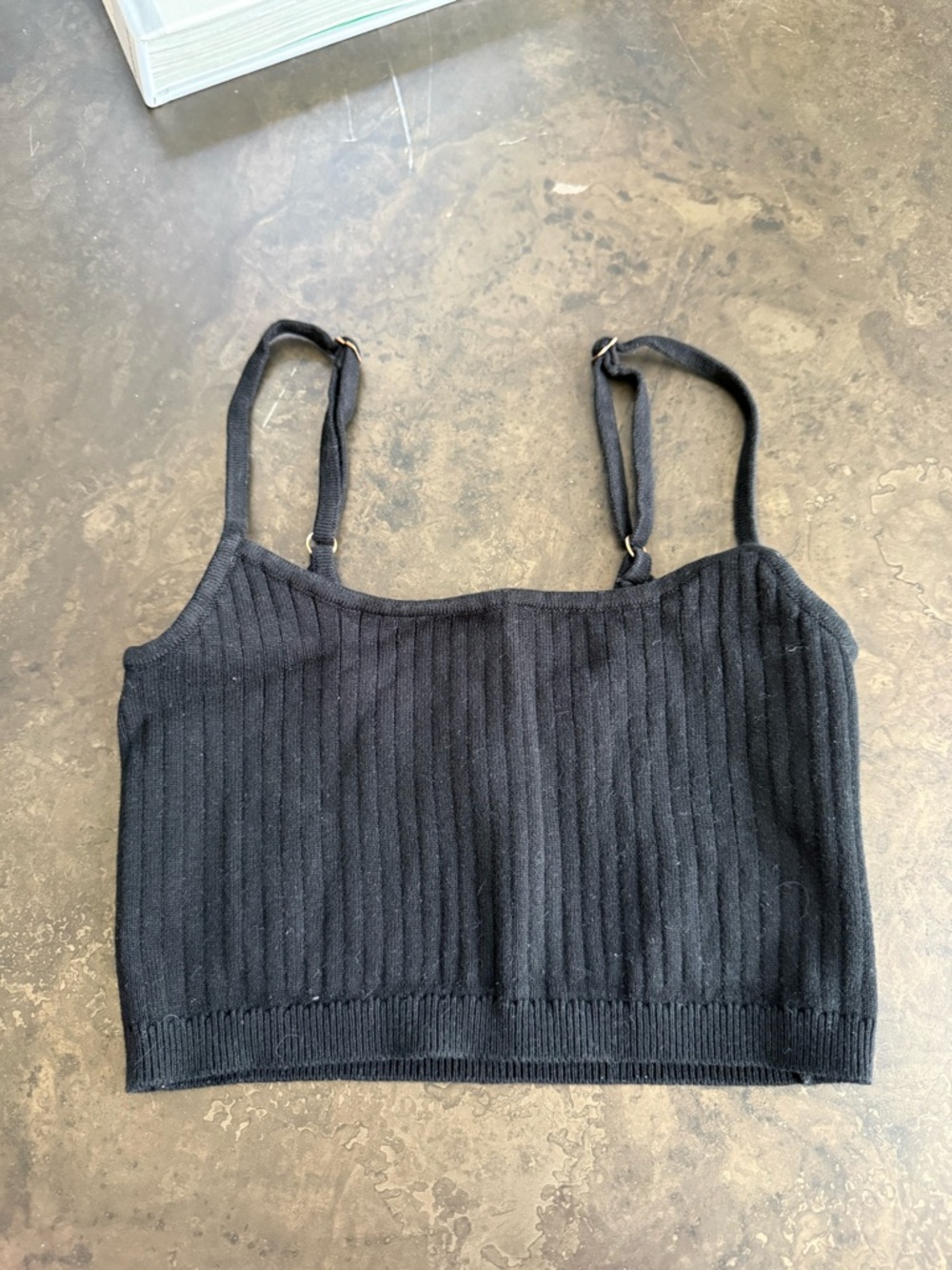 Free People Black Ribbed Cropped Tank